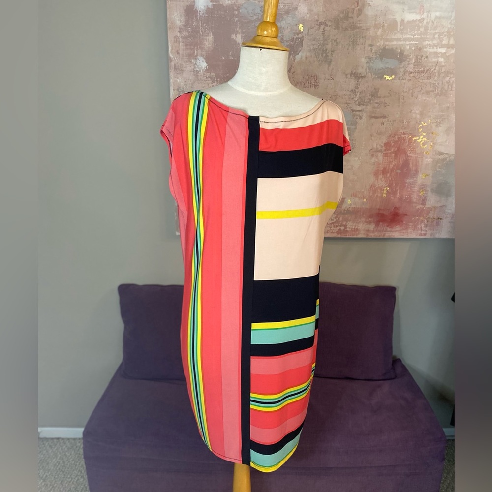 RACHEL Rachel Roy Multi Colour Block Pattern Shift Dress Size L